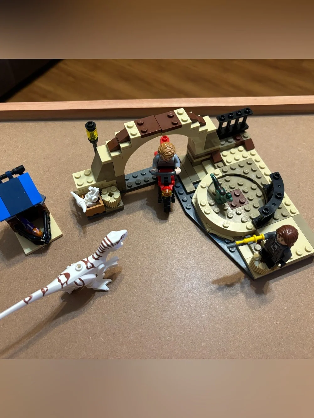 Complete LEGO Jurassic World 76945 Atrociraptor Dinosaur: Bike Chase set.
